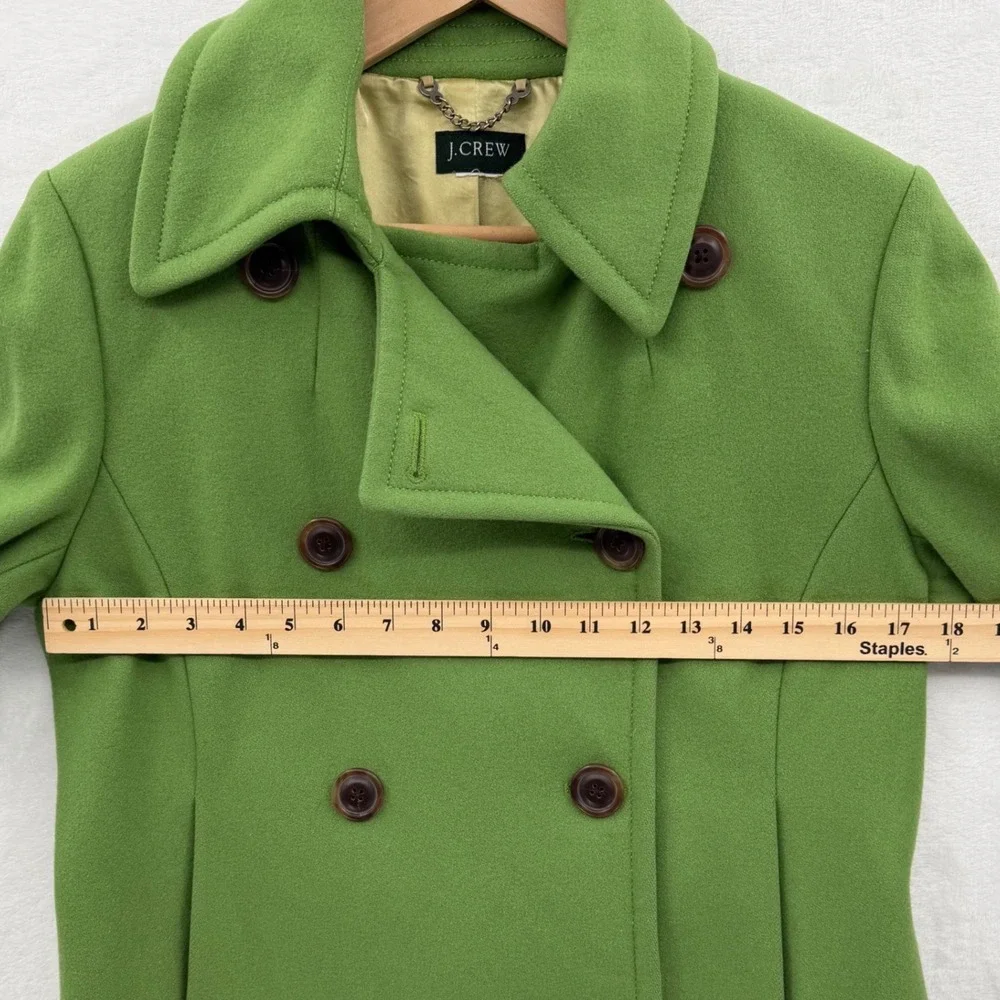 Vintage J. Crew Women's Pea Coat Green XSmall Heritage Prep Wool Old Money - Picture 3 of 11